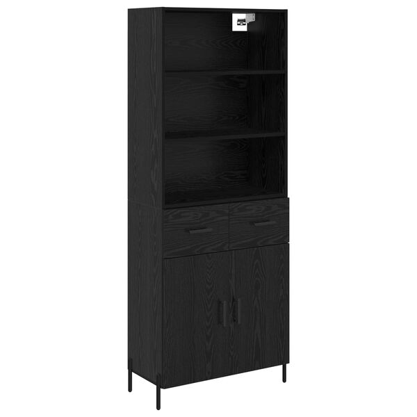 vidaXL Haut Armoire Ch&ecirc;ne noir 69,5 x 34 x 180 cm Bois d'ing&eacute;nierie