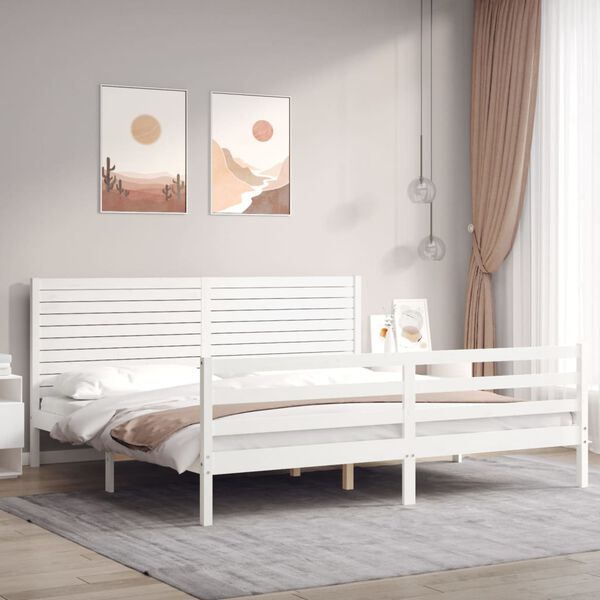 vidaXL Cadre de lit sans matelas blanc bois massif