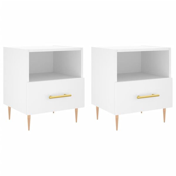 vidaXL Tables de chevet 2 pcs blanc 40x35x47,5 cm bois d&rsquo;ing&eacute;nierie
