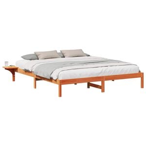 vidaXL Cadre de lit Brun cire 200 x 200 cm Pin massif