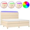 vidaXL Sommier &agrave; lattes de lit et matelas et LED Cr&egrave;me 200x200cm Tissu