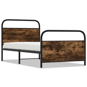 vidaXL Cadre de lit sans matelas 90x200cm ch&ecirc;ne fum&eacute; bois d'ing&eacute;nierie