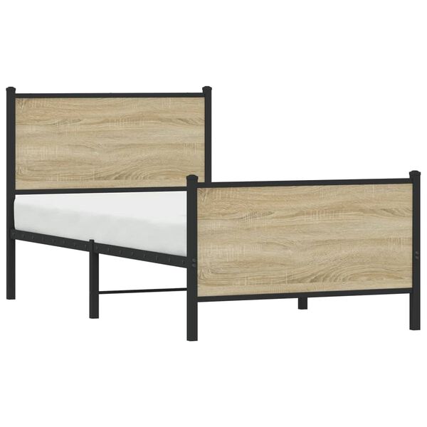 vidaXL Cadre de lit en métal sans matelas chêne sonoma 90x200 cm
