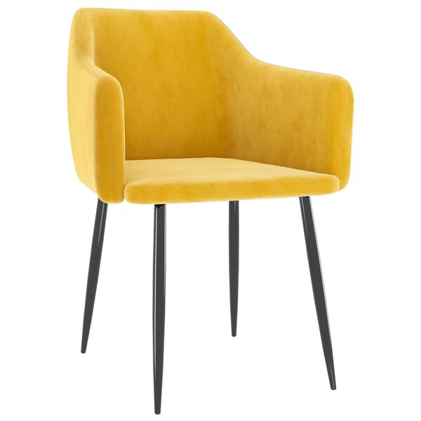 vidaXL Chaises &agrave; manger lot de 2 Jaune moutarde Velours