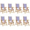vidaXL Fauteuils pliants inclinables 8 pcs bleu et blanc tissu et bois