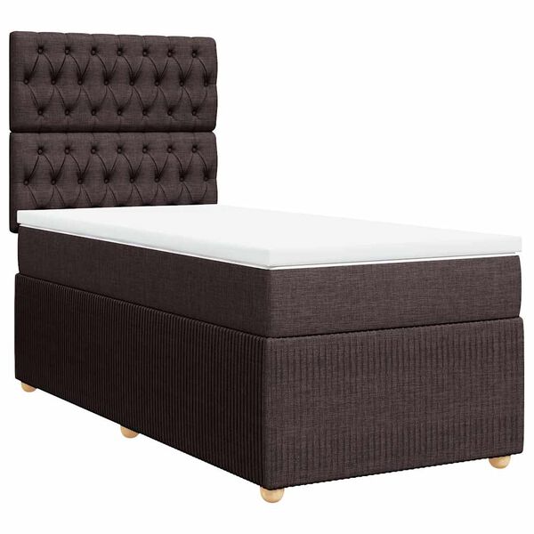 vidaXL Sommier &agrave; lattes de lit avec matelas Marron fonc&eacute; 90x200 cm