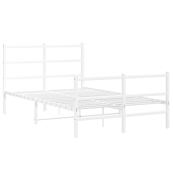 vidaXL Cadre de lit métal sans matelas et pied de lit blanc 120x200 cm