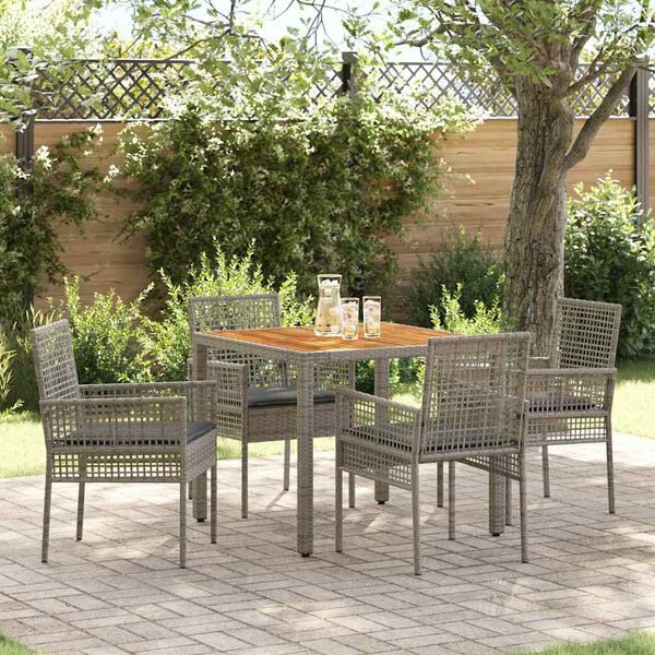 vidaXL Ensemble de salle &agrave; manger pour jardin 5 pcs Gris polyrotin