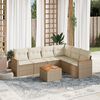 vidaXL Salon de jardin avec coussins 7 pcs beige r&eacute;sine tress&eacute;e