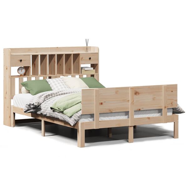 vidaXL Lit biblioth&egrave;que sans matelas 150x200 cm bois massif de pin