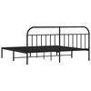 vidaXL Cadre de lit m&eacute;tal sans matelas avec t&ecirc;te de lit noir 200x200cm