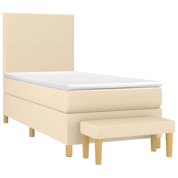 vidaXL Sommier &agrave; lattes de lit avec matelas Cr&egrave;me 80x200 cm Tissu