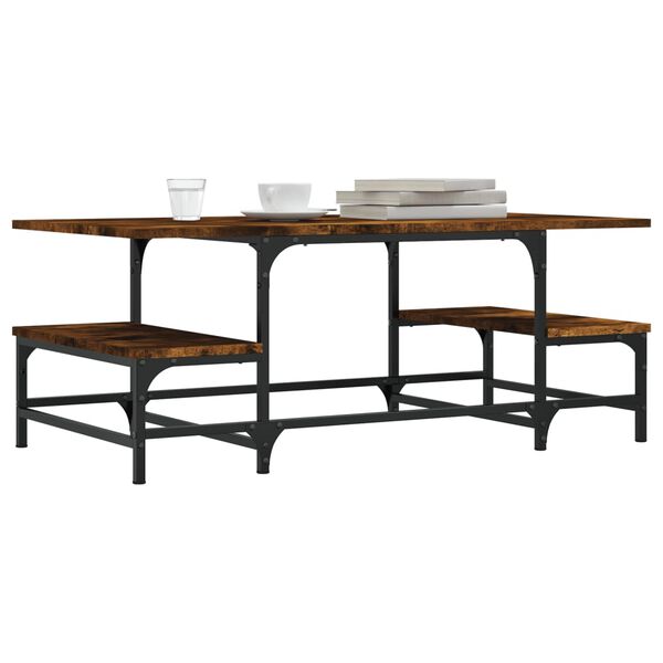 vidaXL Table basse ch&ecirc;ne fum&eacute; 100x50,5x40 cm bois d'ing&eacute;nierie