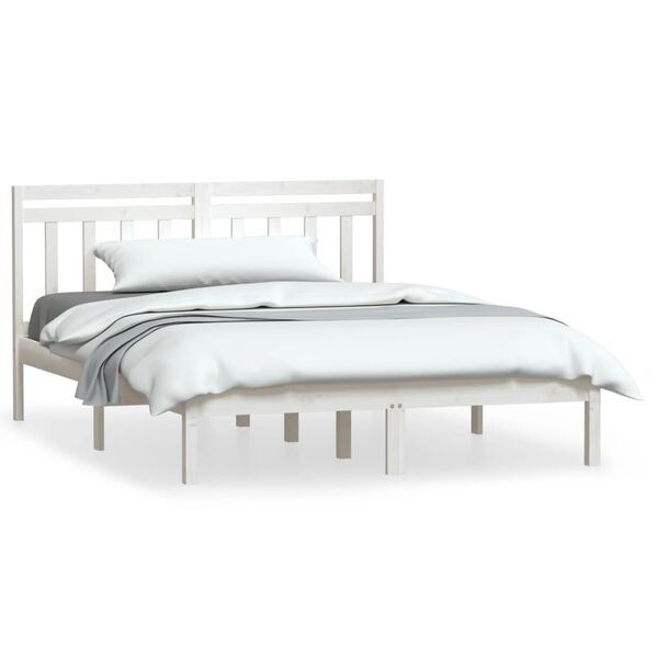 vidaXL Cadre de lit sans matelas blanc bois de pin massif