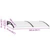 vidaXL Auvent de porte 240 x 100 cm PC