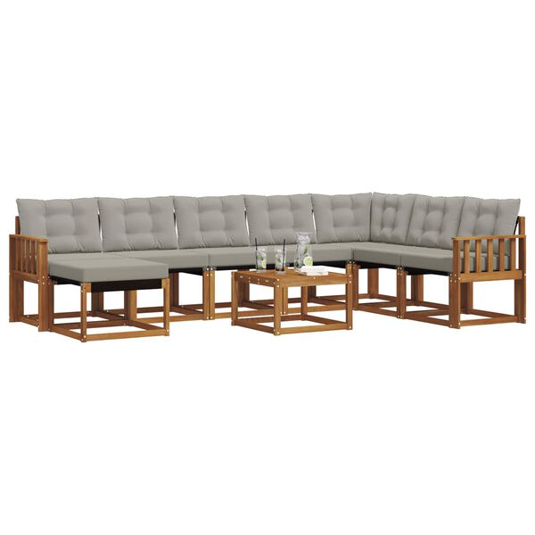 vidaXL Ensemble de canap&eacute;s d'ext&eacute;rieur 9 pcs Gris Naturel et Clair