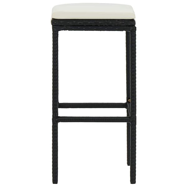 vidaXL Tabourets de bar avec coussins lot de 4 noir r&eacute;sine tress&eacute;e