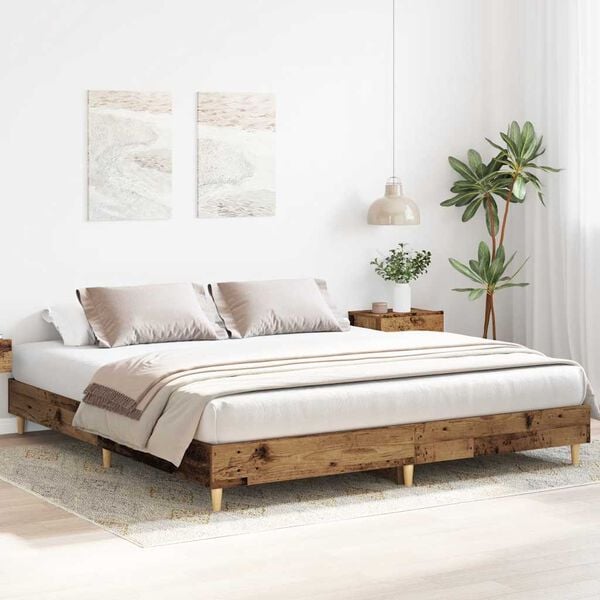 vidaXL Cadre de lit sans matelas vieux bois 200x200 cm bois ing&eacute;nierie
