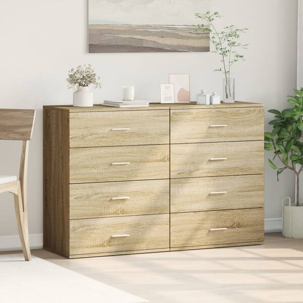 vidaXL Buffets 2 pcs chêne sonoma 60x39x80 cm bois d'ingénierie