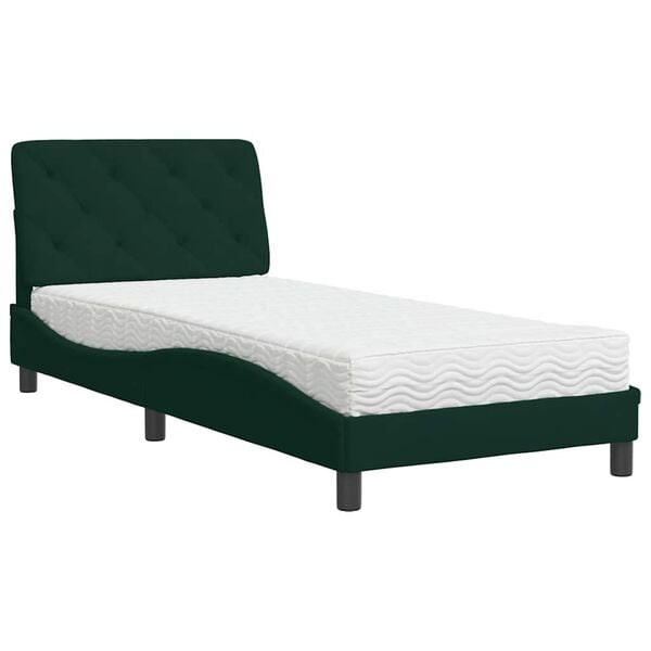 vidaXL Lit avec matelas vert fonc&eacute; 80x200 cm velours