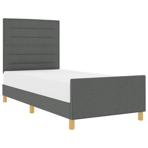 vidaXL Cadre de lit avec t&ecirc;te de lit Gris fonc&eacute; 100 x 200 cm tissu