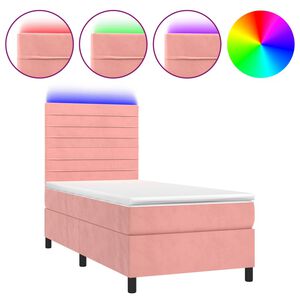 vidaXL Sommier &agrave; lattes de lit avec matelas LED Rose 80x200 cm Velours