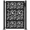 vidaXL Portail de jardin noir 100x125 cm en acier avec motif feuille