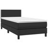 vidaXL Sommier à lattes de lit et matelas LED Noir 90x190cm Similicuir