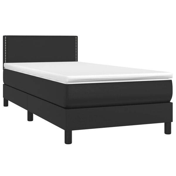 vidaXL Sommier à lattes de lit et matelas LED Noir 90x190cm Similicuir