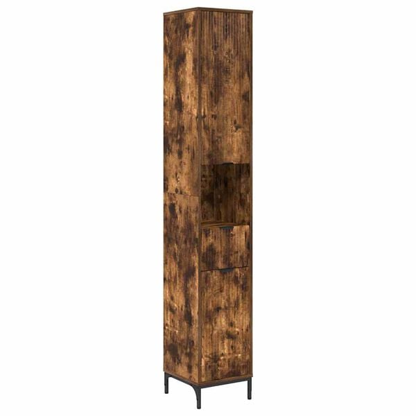 vidaXL Cabinet de salle de bain Ch&ecirc;ne fum&eacute; 31,5 x 33 x 190 cm