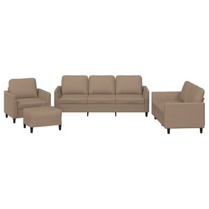 vidaXL Ensemble de canap&eacute;s 4 pcs avec coussins Cappuccino Similicuir