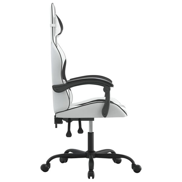 vidaXL Chaise de jeu pivotante Blanc et noir Similicuir
