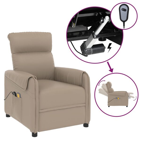 vidaXL Fauteuil de massage électrique Cappuccino Similicuir