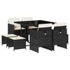 vidaXL Ensemble &agrave; manger jardin 9pcs et coussins noir r&eacute;sine tress&eacute;e