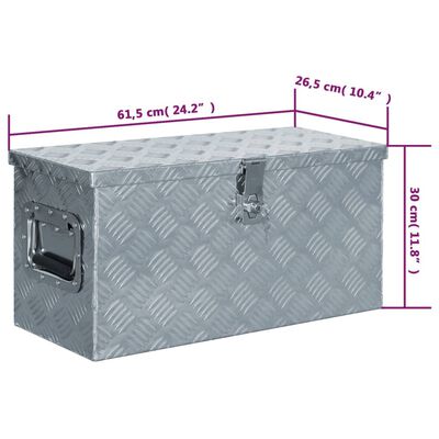 vidaXL Boîte en aluminium 61,5 x 26,5 x 30 cm Argenté