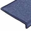 vidaXL Tapis d'escalier 30 pi&egrave;ces 65 x 21 x 4 cm Bleu Bord rectangulaire
