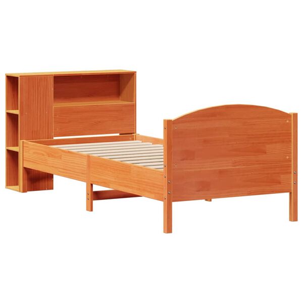 vidaXL Lit bibliothèque sans matelas cire marron 75x190 cm pin massif