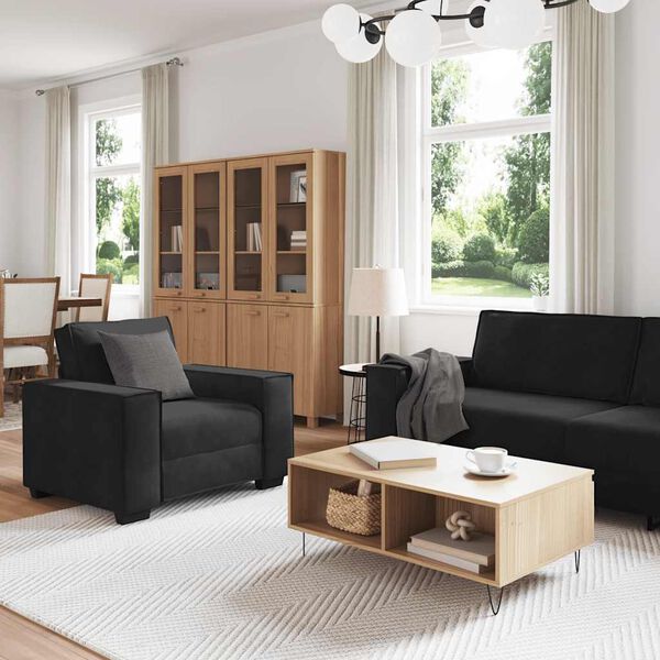 vidaXL Ensemble de canap&eacute;s 3 pcs avec coussins Noir Velours