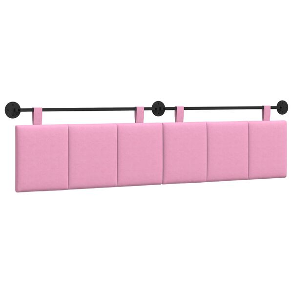 vidaXL T&ecirc;te de lit suspendue Montage mural Rose 210 x 55 x 5 cm tissu