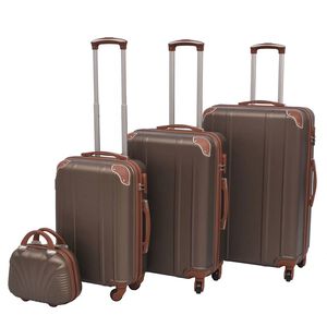 vidaXL Ensemble de valises &agrave; roulettes quatre pi&egrave;ces couleur caf&eacute;