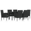 vidaXL Ensemble &agrave; manger de jardin 7 pcs noir r&eacute;sine tress&eacute;e et acier