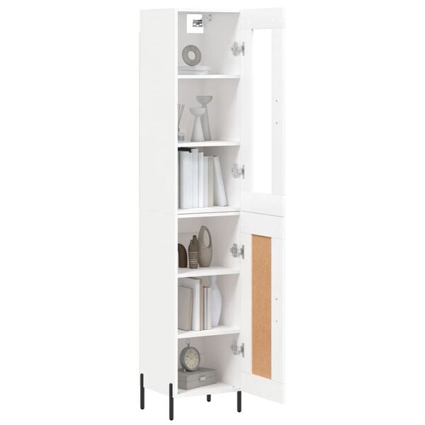 vidaXL Buffet haut Blanc 34,5x34x180 cm Bois d'ing&eacute;nierie