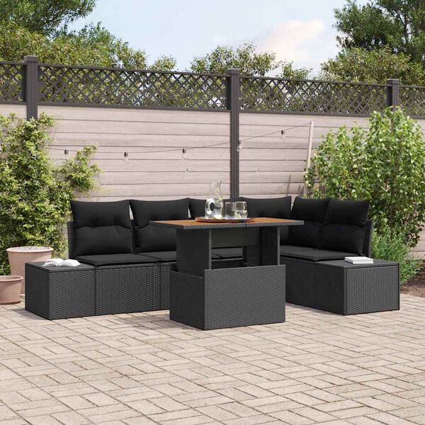 vidaXL Ensemble de salle à manger pour jardin 6 pcs Noir et Marron