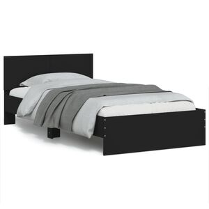vidaXL Cadre de lit sans matelas avec t&ecirc;te de lit noir 100x200 cm
