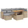 vidaXL Salon de jardin avec coussins 7 pcs beige r&eacute;sine tress&eacute;e