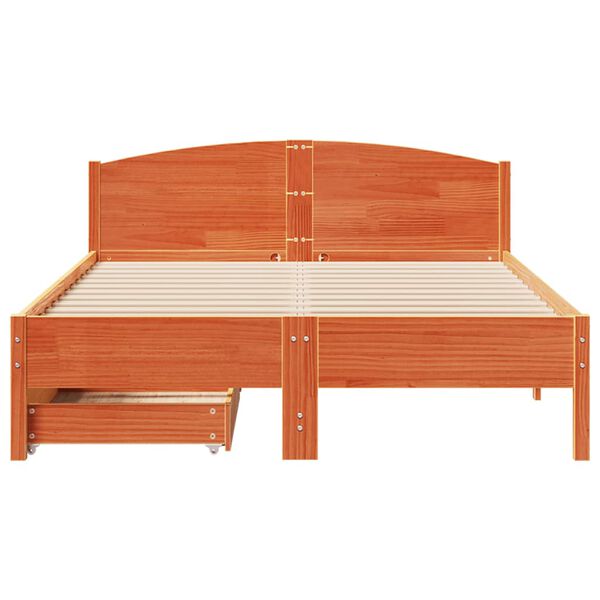 vidaXL Cadre de lit sans matelas cire marron 135x190cm bois pin massif