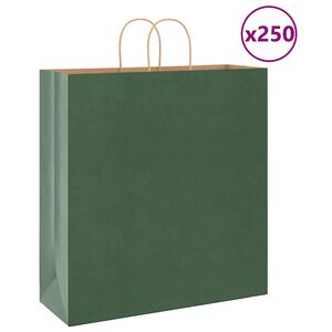 vidaXL Sacs en papier 250 pcs avec poign&eacute;es vert 45x17x48 cm