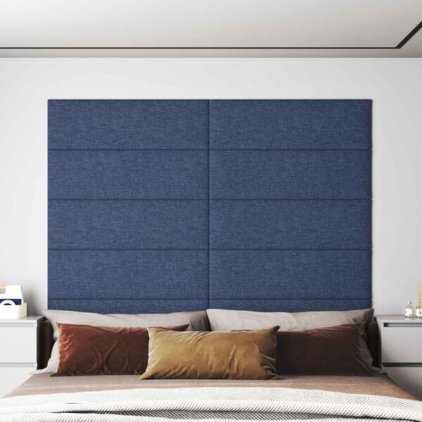 vidaXL T&ecirc;te de lit murale 12 pcs Bleu 90 x 30 cm tissu