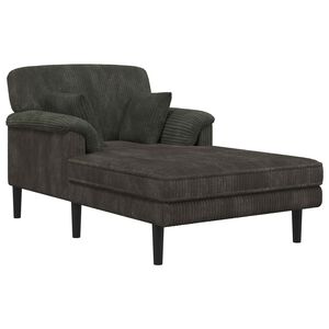 vidaXL M&eacute;ridienne Anthracite Tissu en velours c&ocirc;tel&eacute;