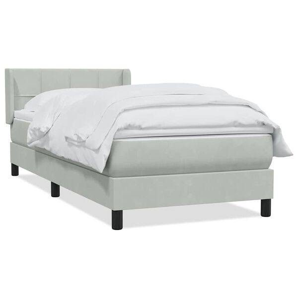 vidaXL Sommier &agrave; lattes de lit et matelas gris clair 90x220 cm velours